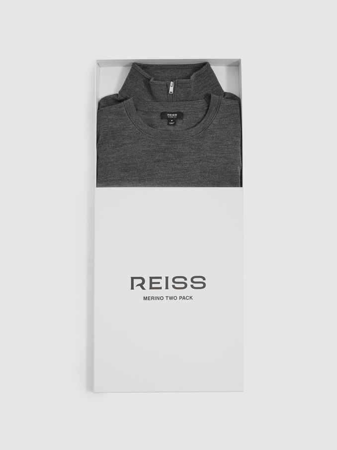 Pack of Two Merino Wool Jumpers in Derby Grey Marl (Q60912) | HK$2,680