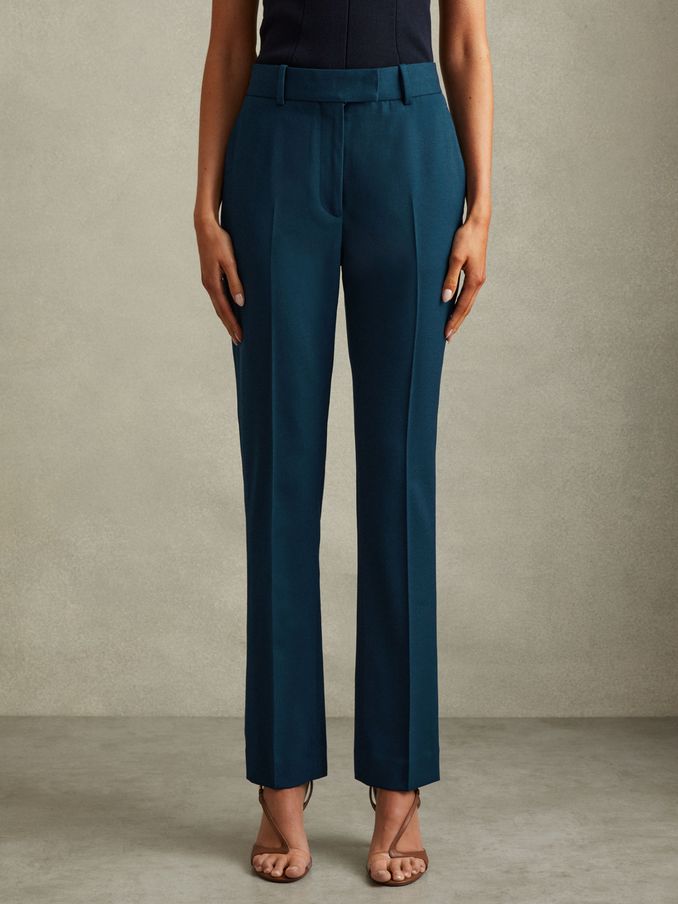 Slim Fit Wool Blend Suit Trousers in Teal (Q60915) | €132