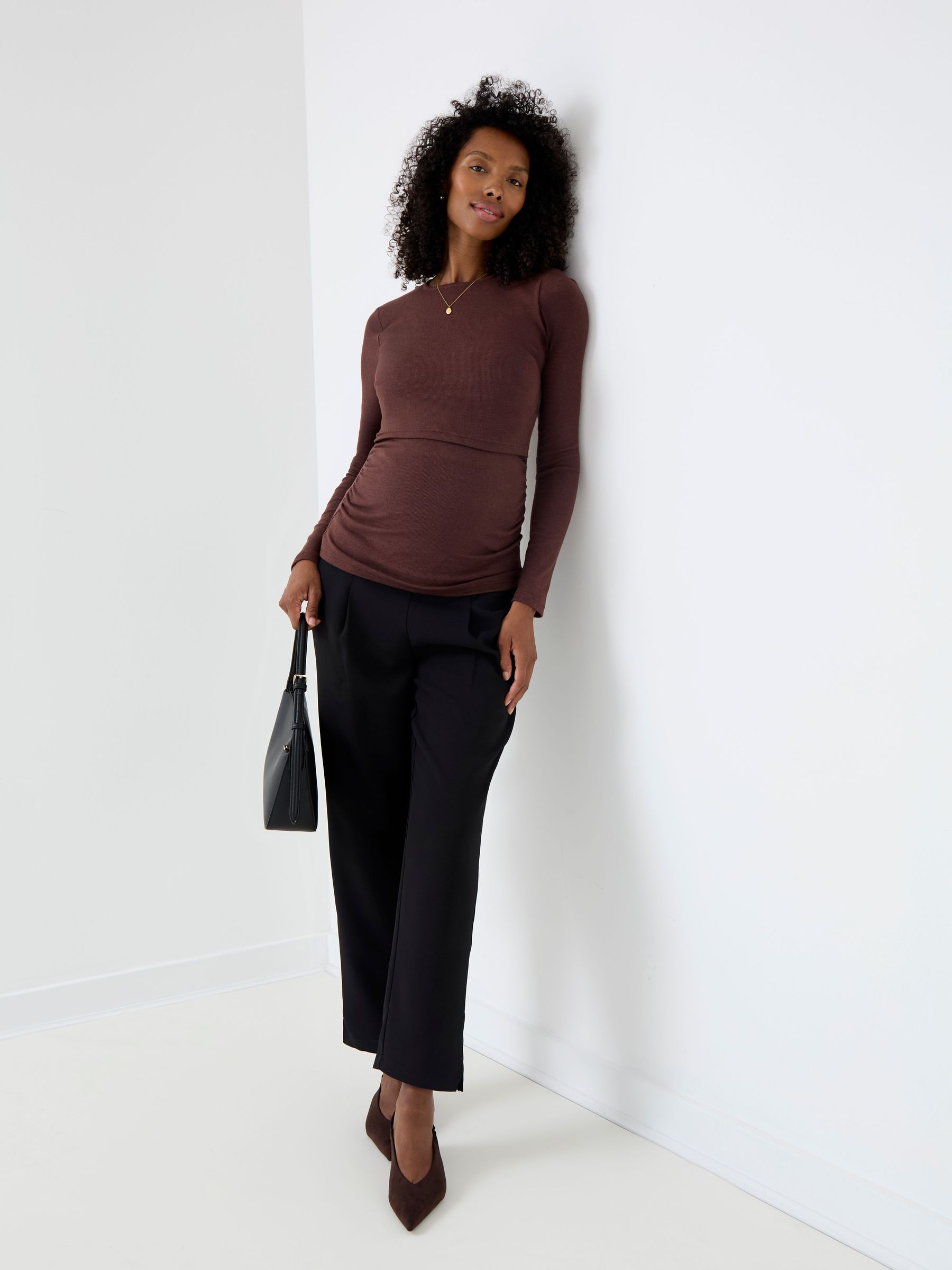 Black - Tapered Twill Maternity Trousers