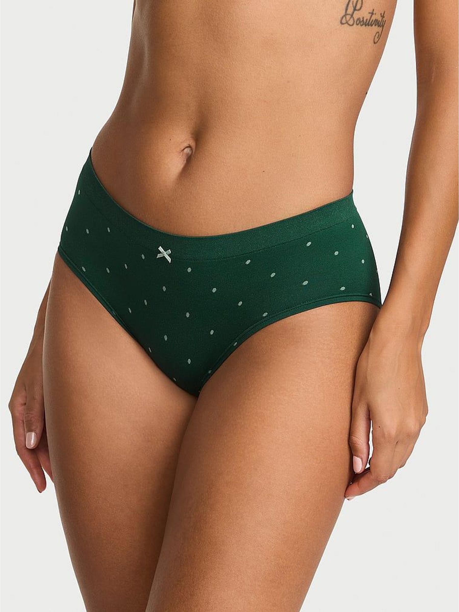 Velvet Pine Green Polka Dot - Bikini Knickers