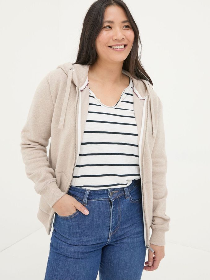 Amy Oatmeal Zip Through Hoodie (Q62080) | €36