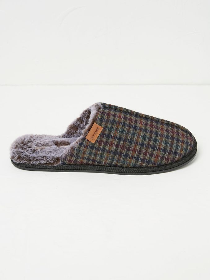 Harvey Navy Check Mule Slippers (Q62094) | $21