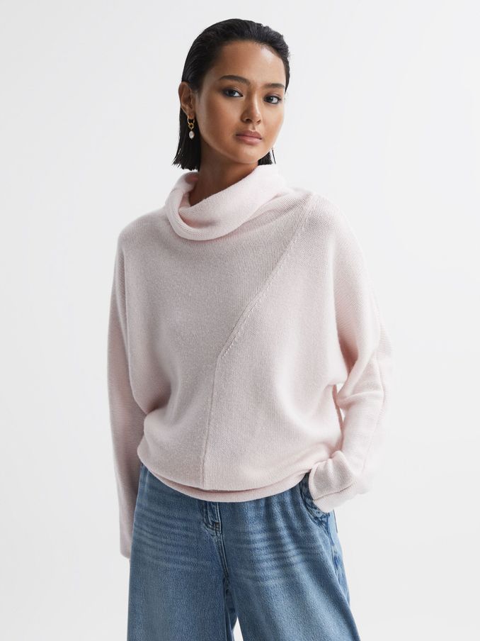 Wool Blend Turtle Neck Jumper in Light Pink (Q69240) | €102