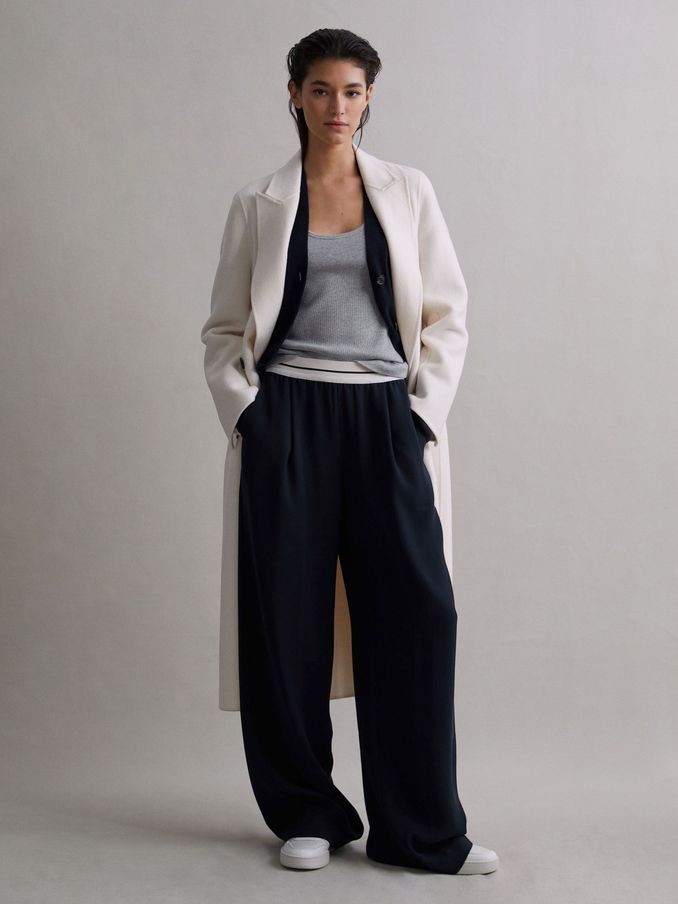 Wide Leg Elasticated Trousers in Navy (Q69276) | €88