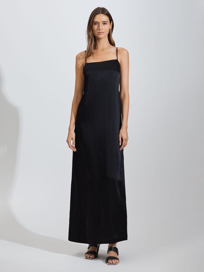 Bondi Born Linen Blend Maxi Dress in Black (Q74721) | €198