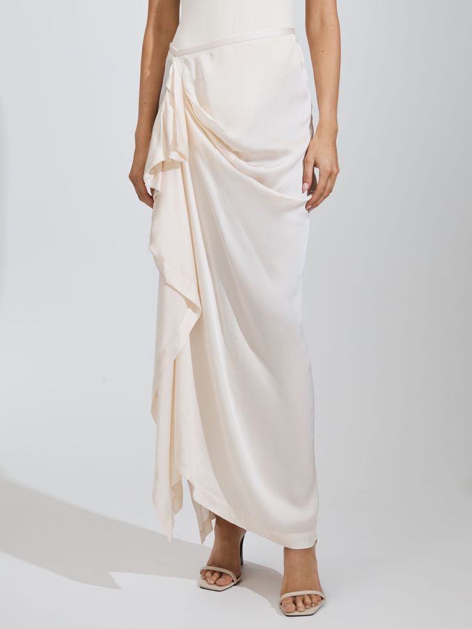 Bondi Born Draped Midi Skirt in Pearl (Q74741) | €242
