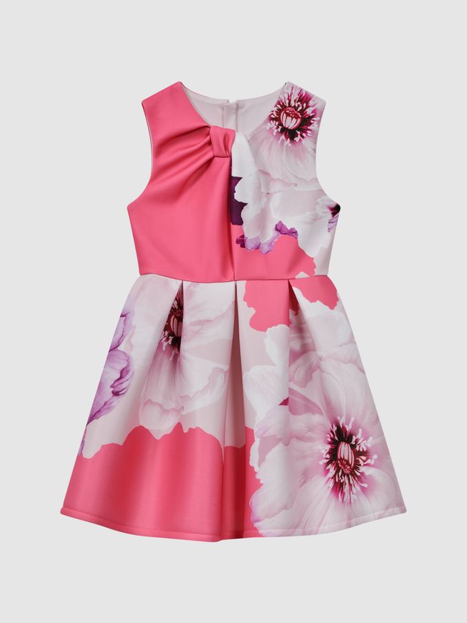 13-14 yrs Scuba Floral Print Dress in Pink (Q74796) | $36