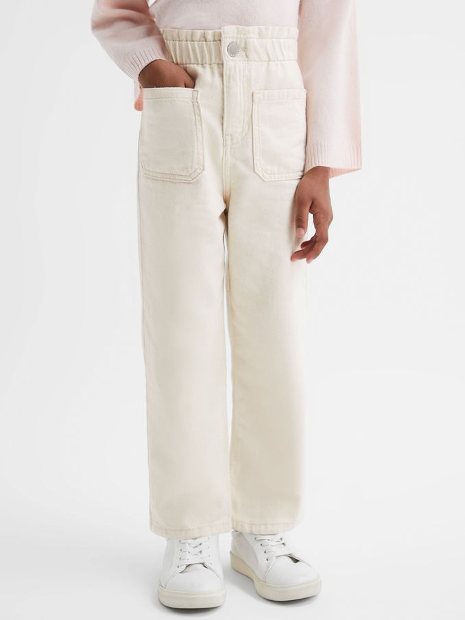 9-13 yrs High Rise Elasticated Jeans in Ecru (Q74809) | US$32