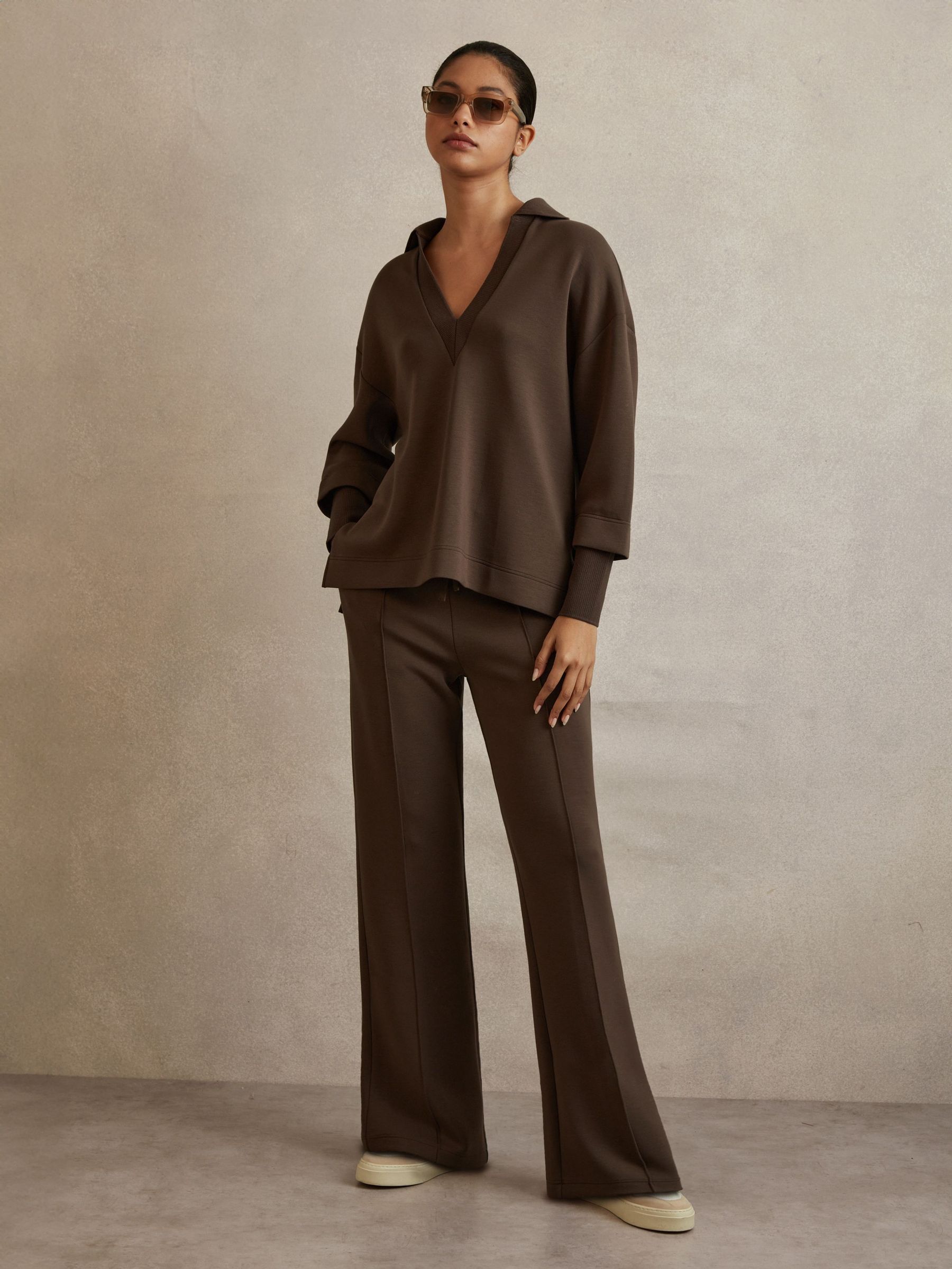 Wide Leg Joggers in Chocolate (Q75149) | HK$1,780