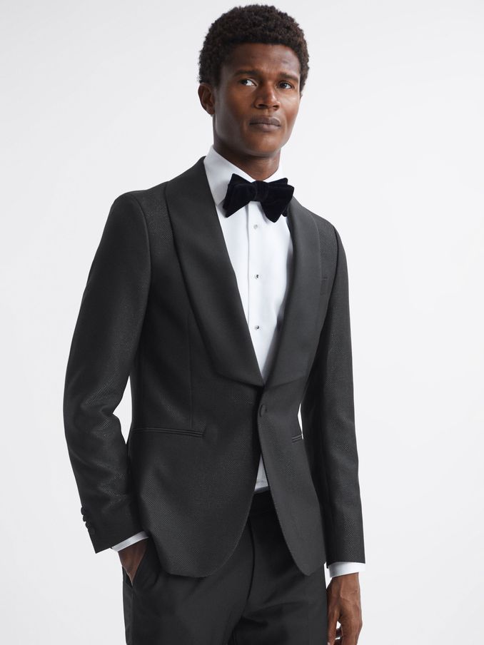 Oscar Jacobson Slim Fit Single Breasted Blazer in Black (Q75804) | €458