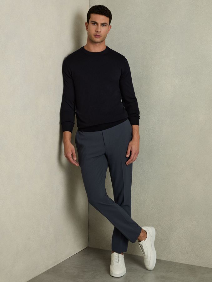 Slim-Fit Drawstring Trousers in Airforce Blue (Q77354) | €145