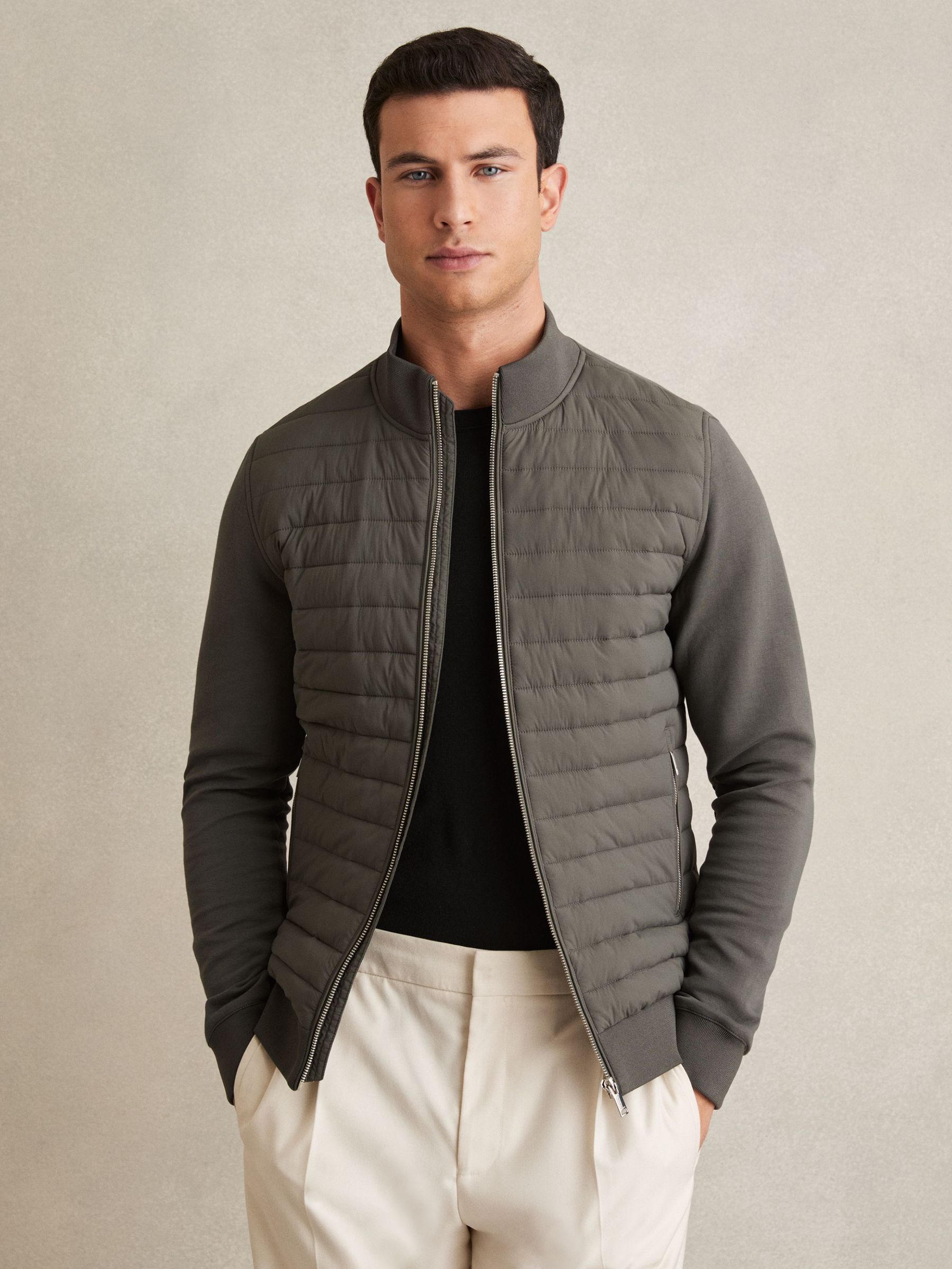 Interlock Hybrid Funnel-Neck Jacket in Sage (Q77738) | €240
