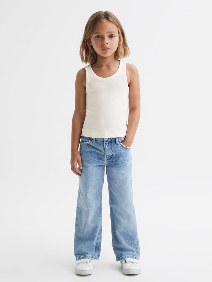 4-9 yrs Cotton Blend Ribbed Vest in White (Q78137) | €10