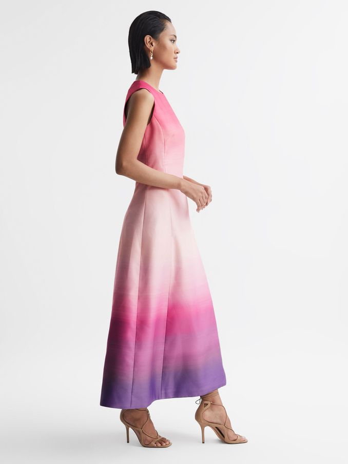 Leo Lin Ombre Sleeveless Midi Dress in Ombre Coral (Q79969) | €398