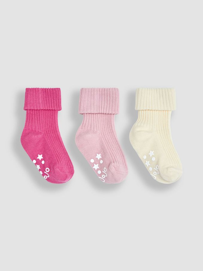Pink 3-Pack Ribbed Socks (Q80305) | $16