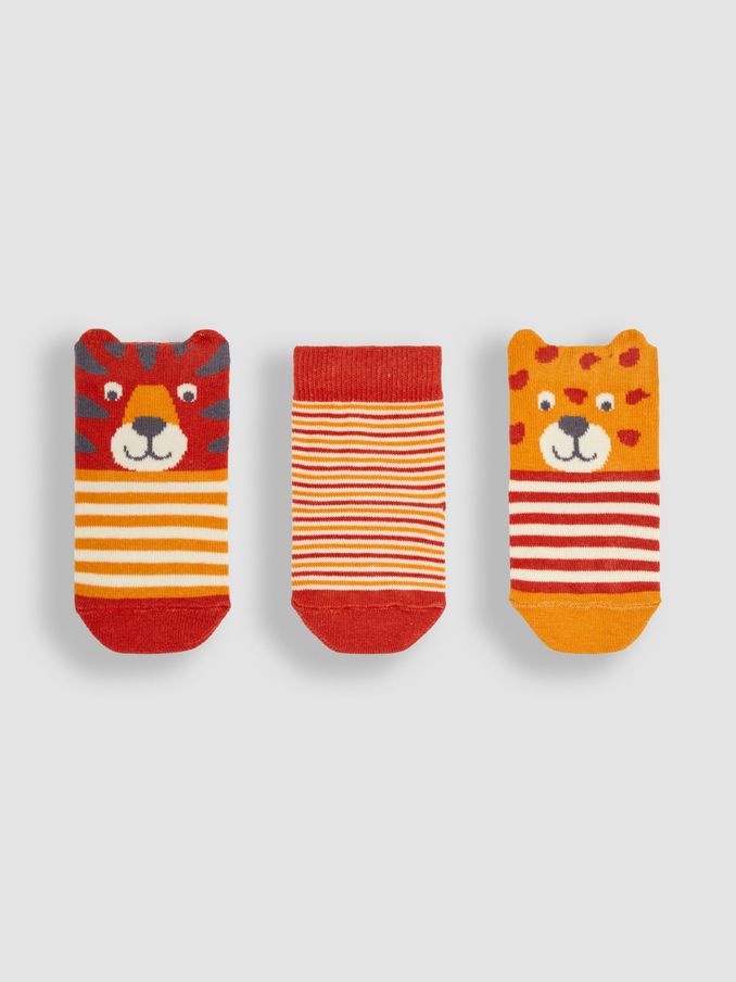 Rust Orange Tiger 3-Pack Safari Socks (Q80314) | $16