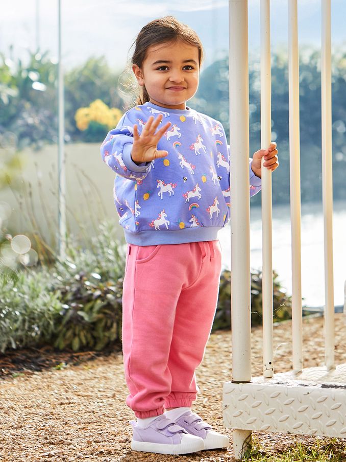 2-Piece Unicorn Sweatshirt & Joggers Set in Lilac (Q80694) | $21
