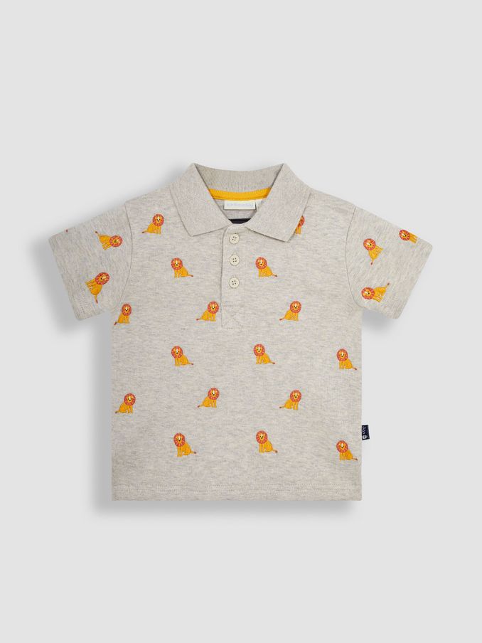 Natural Lion Short Sleeve Embroidered Polo Shirt (Q80879) | $10