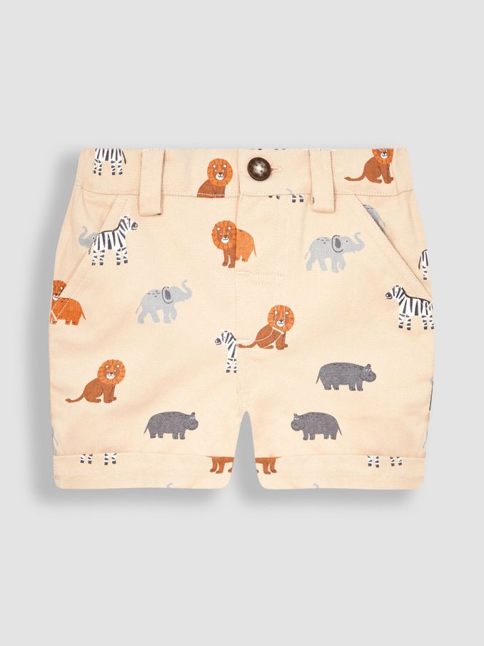 Natural Safari Animals Safari Animal Heads Twill Shorts (Q81668) | $13