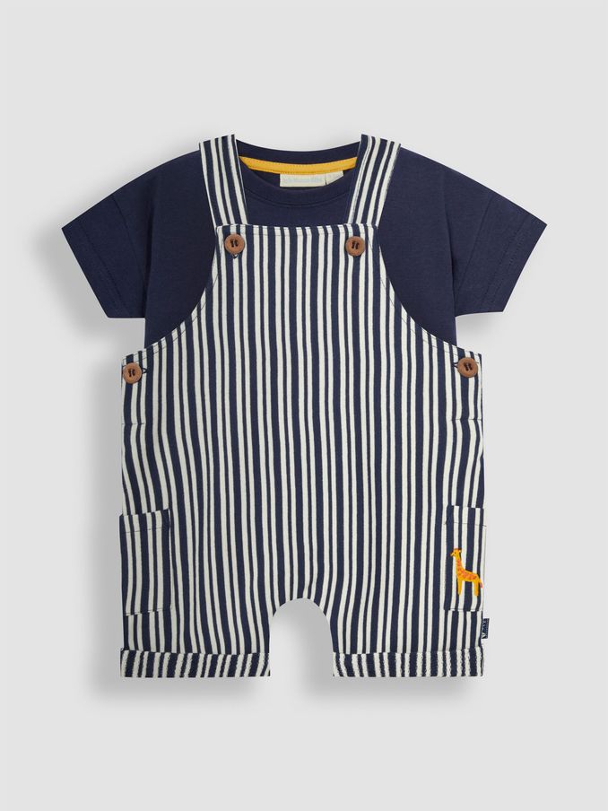 Navy Blue Stripe Dungarees & T-Shirt 2-Piece Set (Q81678) | $38 - $39