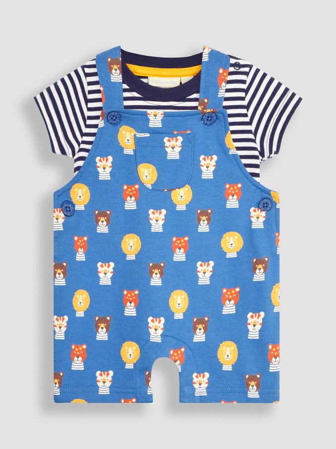Denim Blue Safari Cat Dungarees & T-Shirt 2-Piece Set (Q81745) | $19