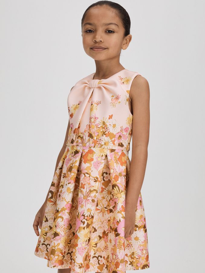 4-9 yrs Scuba Knot Fit-and-Flare Dress in Multi (Q82004) | US$32