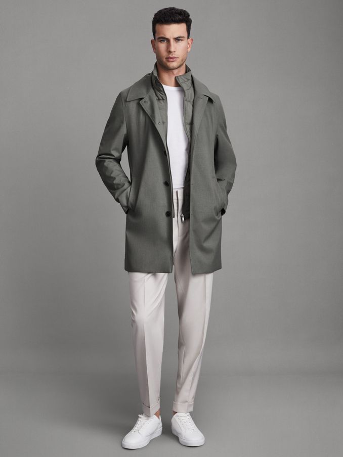 Jacket With Removable Funnel-Neck Insert in Green (Q82068) | €139