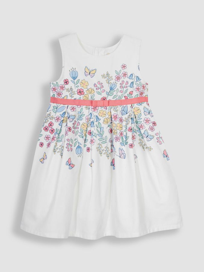 White Butterfly Floral Pretty Pleated Party Dress (Q83032) | $27