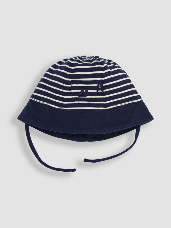 Stripe Baby Sun Hat in Navy Ecru Stripe (Q83089) | $21