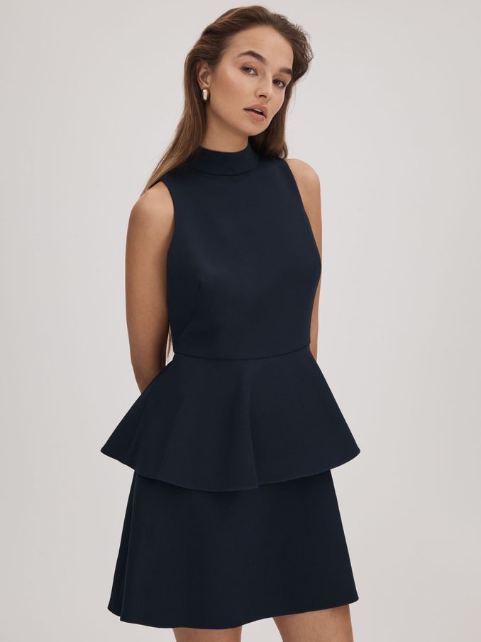 Florere Tiered Mini Dress in Navy (Q83302) | US$97