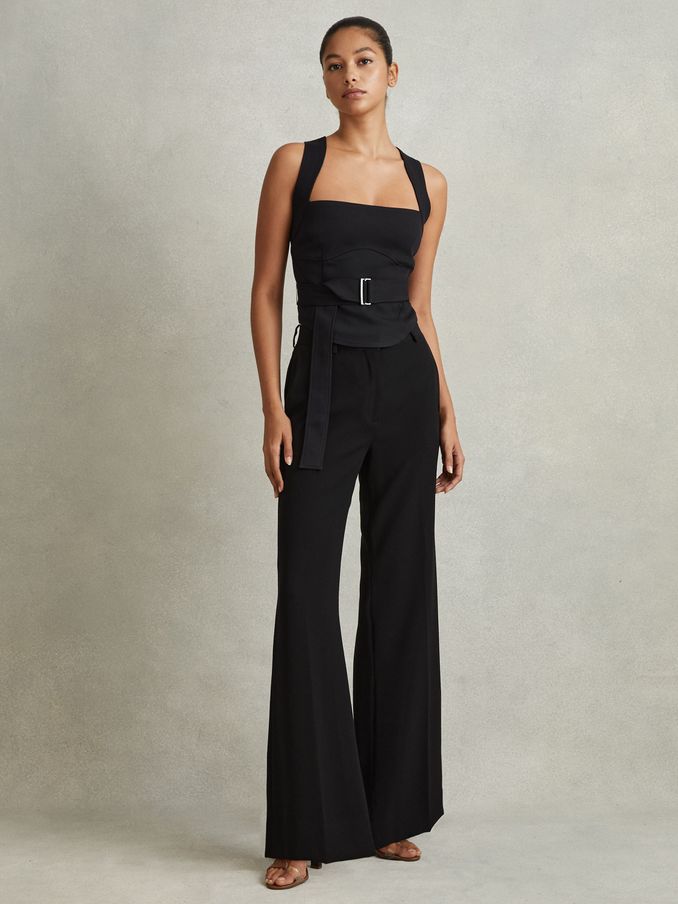 Belted Corset Top in Black (Q83341) | CHF 127