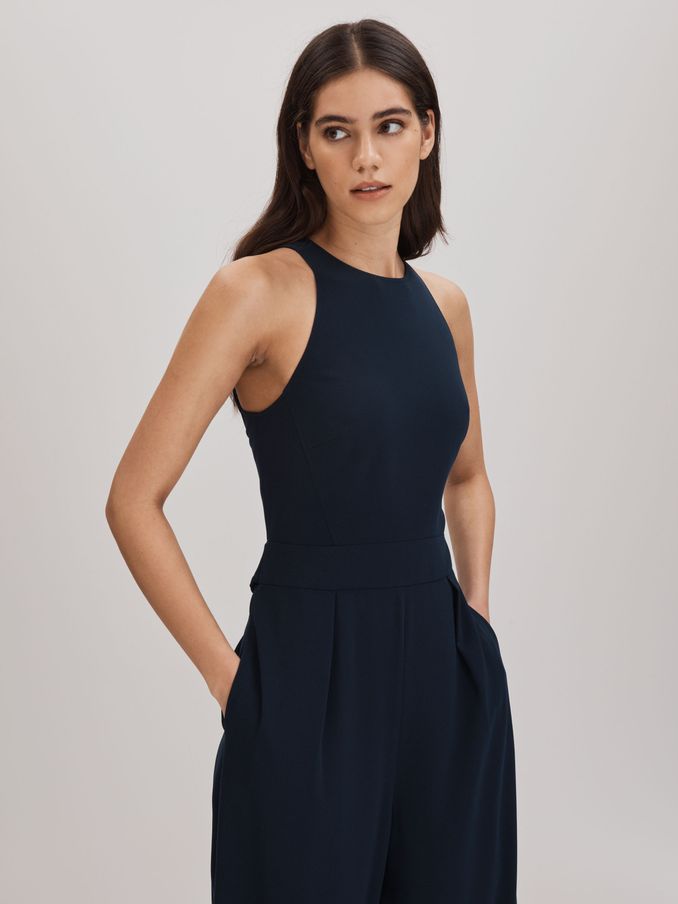 Florere Wide Leg Jumpsuit in Navy (Q83364) | €84