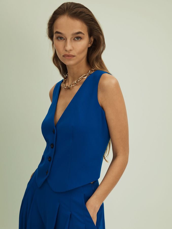 Florere Single Breasted Waistcoat in Bright Blue (Q83395) | €70