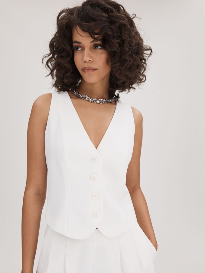Florere Ivory Florere Ivory Single Breasted Waistcoat (Q83412) | €57