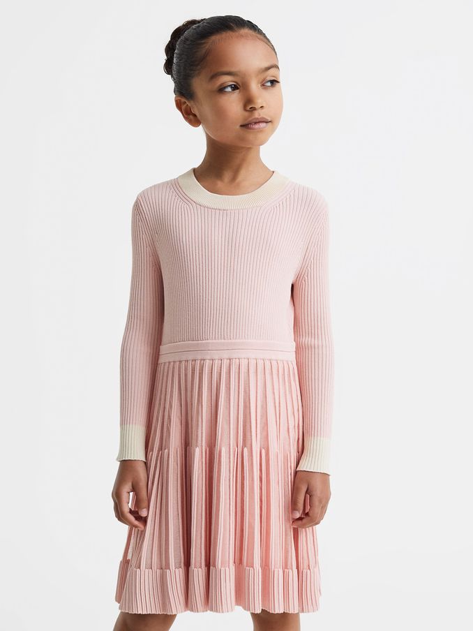 9-13 yrs Ribbed Fit-and-Flare Dress in Pink (Q85805) | €47