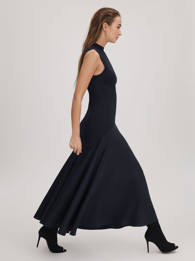 Florere Fit-and-Flare Midi Dress in Navy (Q85823) | €72