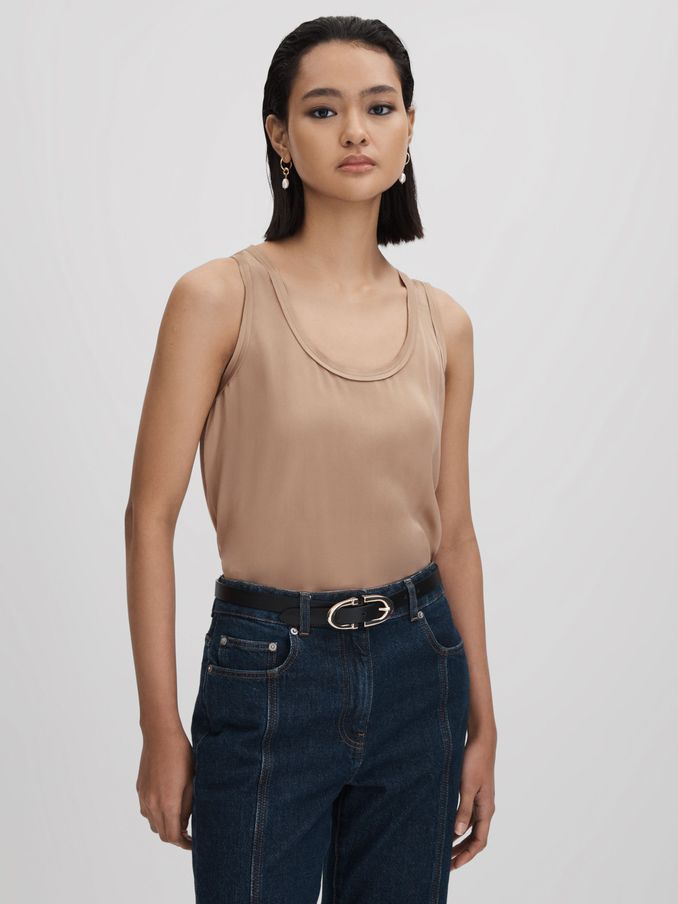 Silk Front Vest in Bronze (Q85825) | $98