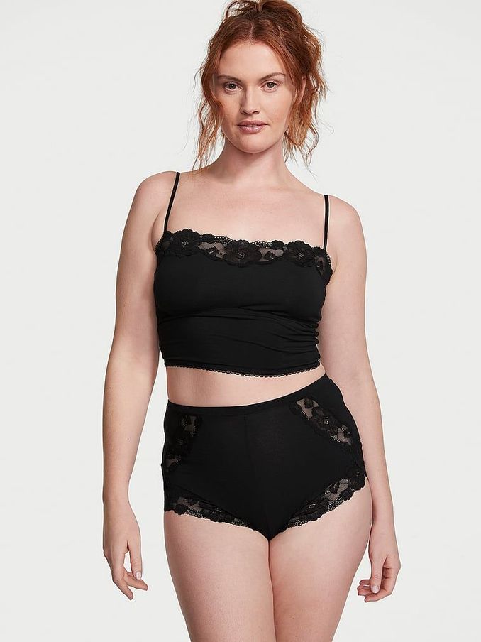 Black Straight Neck Modal Cami Set (Q85884) | €52