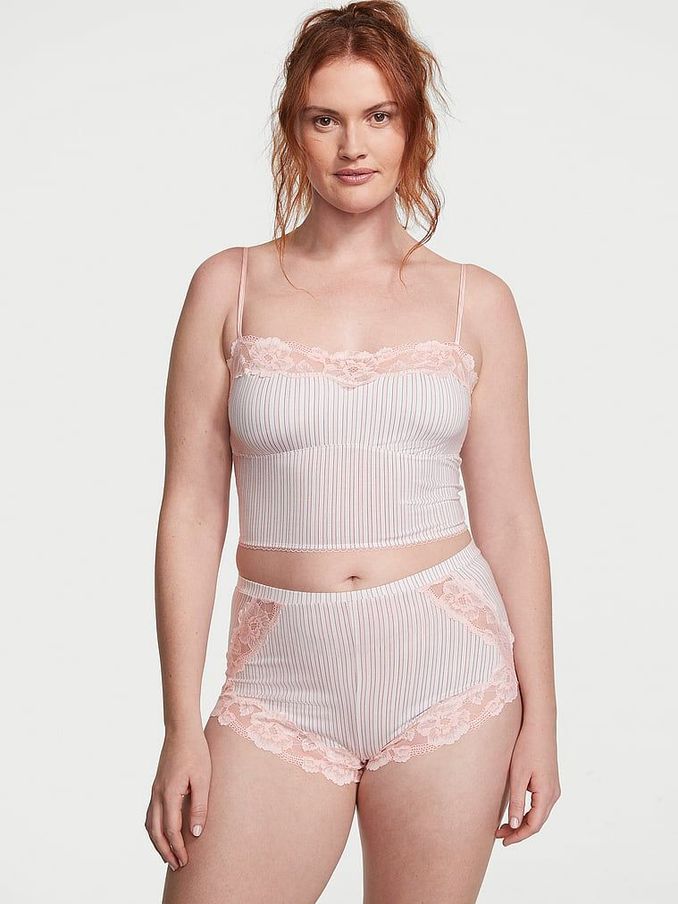 Purest Pink Stripe Straight Neck Modal Cami Set (Q85887) | €52