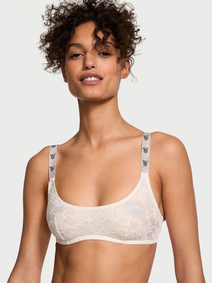Coconut White Lace Monogram Shine Strap Bralette (Q85900) | €33