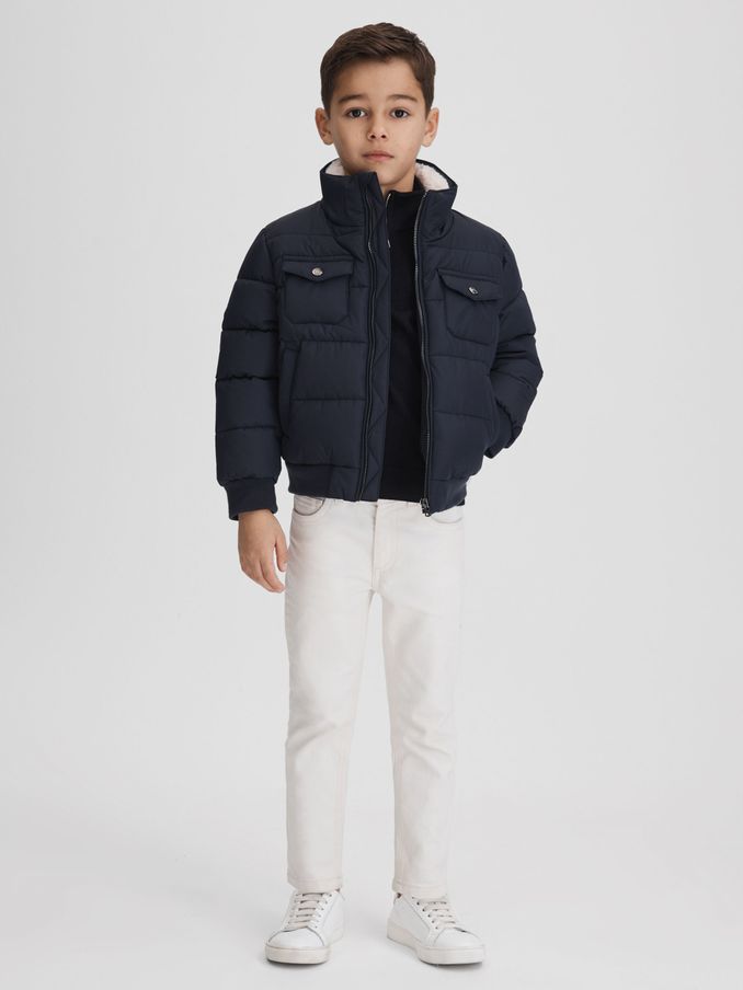 3-9 yrs Padded Faux Fur Coat in Navy (Q87349) | AED212