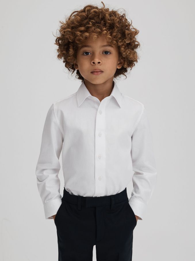 3-9 yrs Slim Fit Cotton Shirt in White (Q87400) | €40