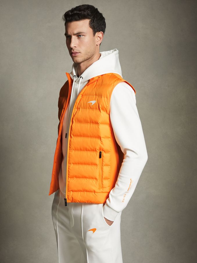 McLaren F1 Hybrid Quilt and Knit Gilet in Papaya (Q87411) | $141
