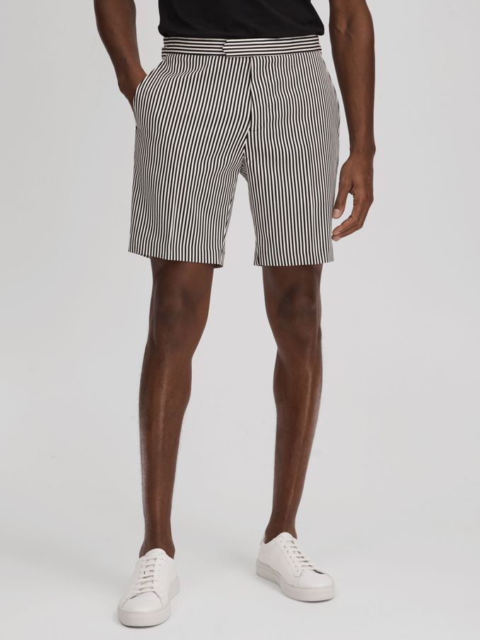Striped Adjuster Shorts in Black/White (Q87414) | AED270