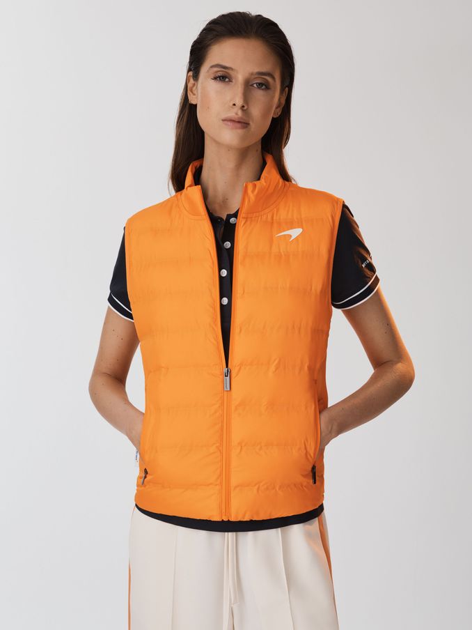 McLaren F1 Hybrid Quilt and Knit Gilet in Papaya (Q87473) | AED438