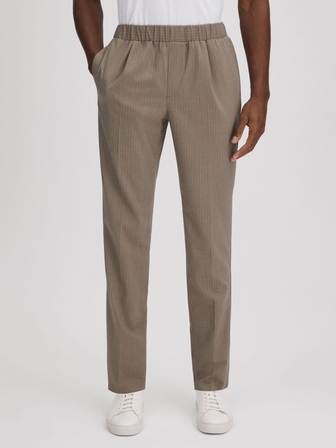 Paige Drawstring Herringbone Trousers in Sea Fossil (Q89503) | €180