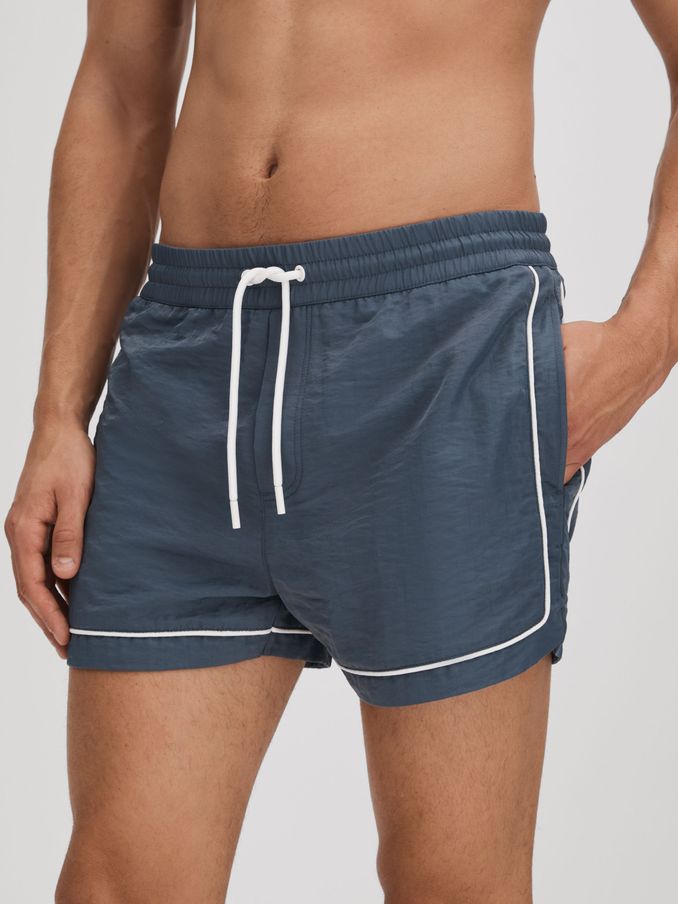 Piped Drawstring Swim Shorts in Airforce Blue (Q90768) | €33