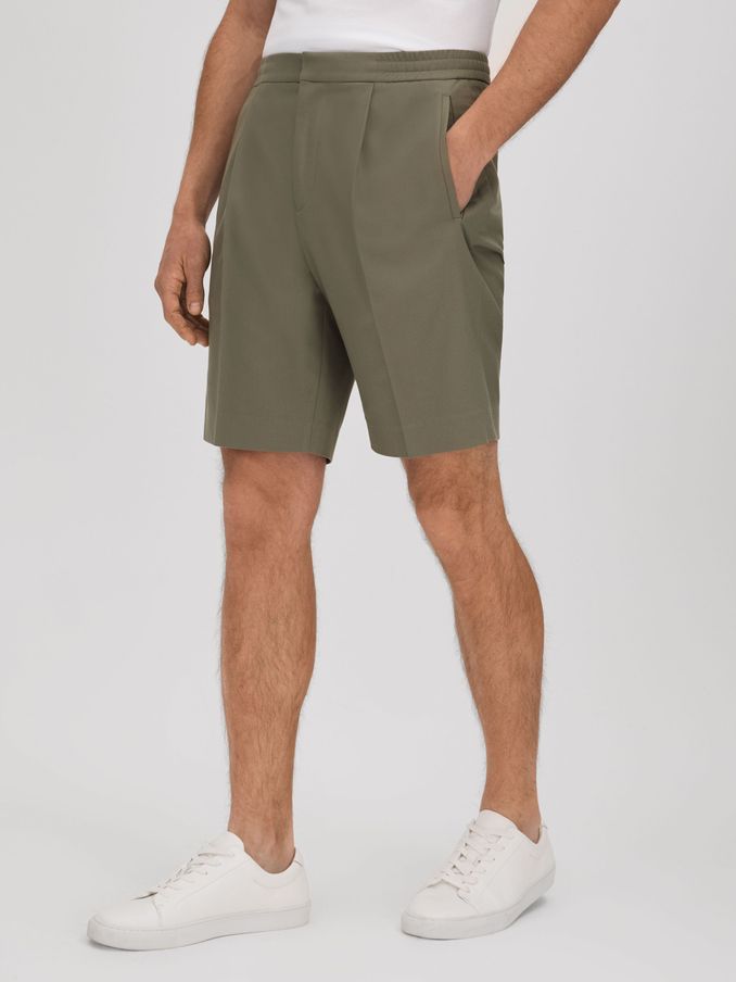 Relaxed Drawstring Shorts in Sage (Q91921) | US$79