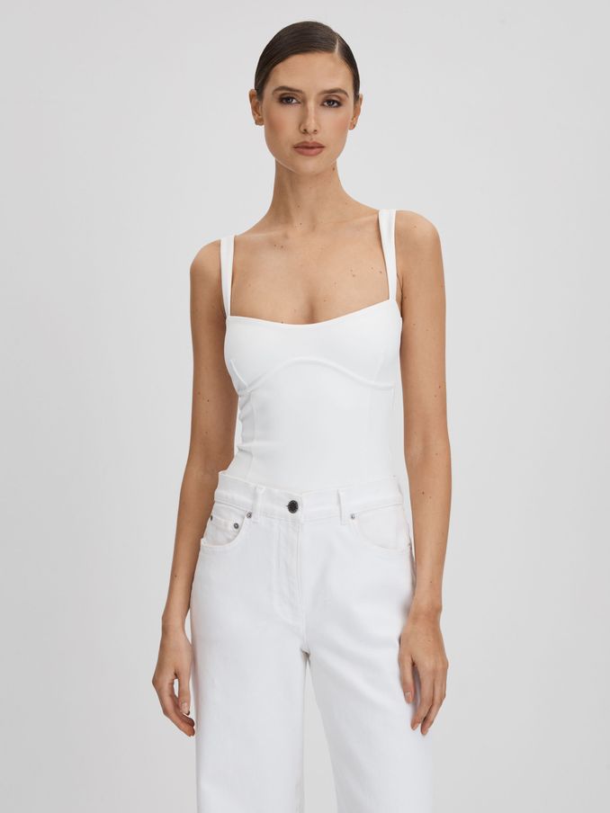 Good American Sweetheart Scuba Thong Bodies in White (Q91928) | HK$570
