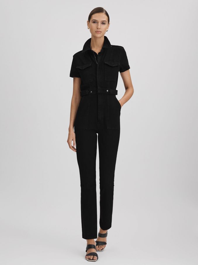Denim Jumpsuit in Black (Q91954) | HK$2,650
